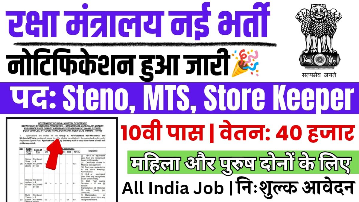 Raksha Mantralaya Vacancy